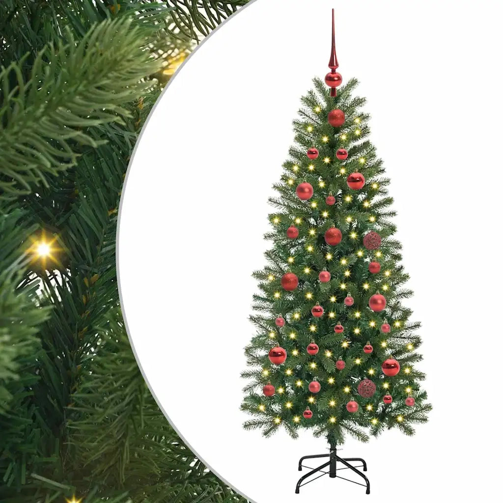 Albero di Natale | Decorazioni natalizie artificiale con 150 LED Verde 150 cm PE e PVC