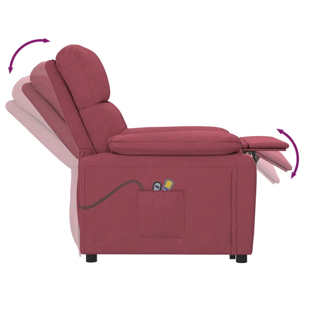 Poltrona Massaggiante | Sedia Relax Elettrica Rosso Vino in Tessuto