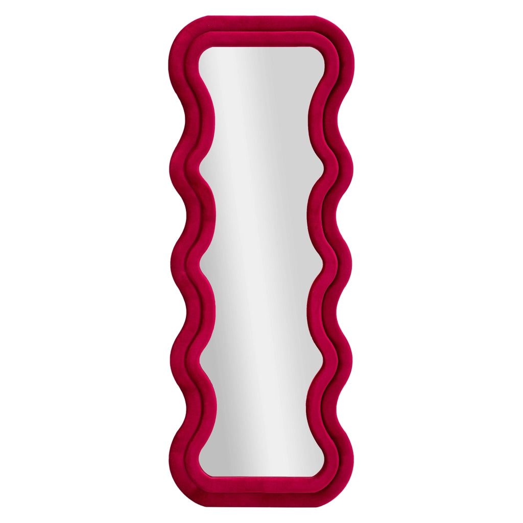 Allen, Specchio Cornice Ondulata Effetto Velluto, 60x160h cm Rosa