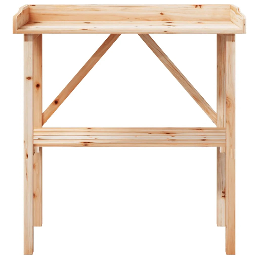 Tavolino portavaso con ripiano 78 x 38 x 82,5 cm legno massello di abete marrone 02_0045430