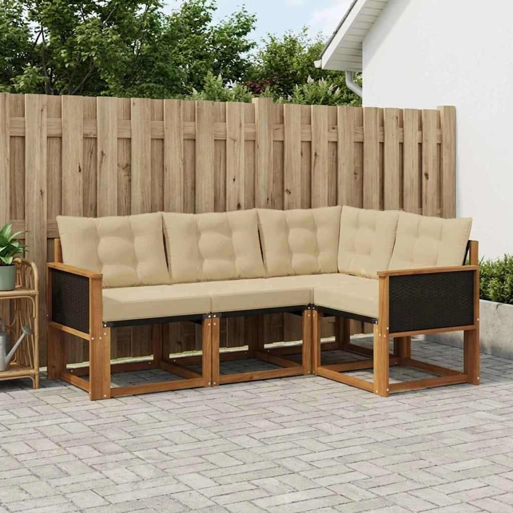 Set di divani da esterno 4 pz Naturale e Beige 3381913