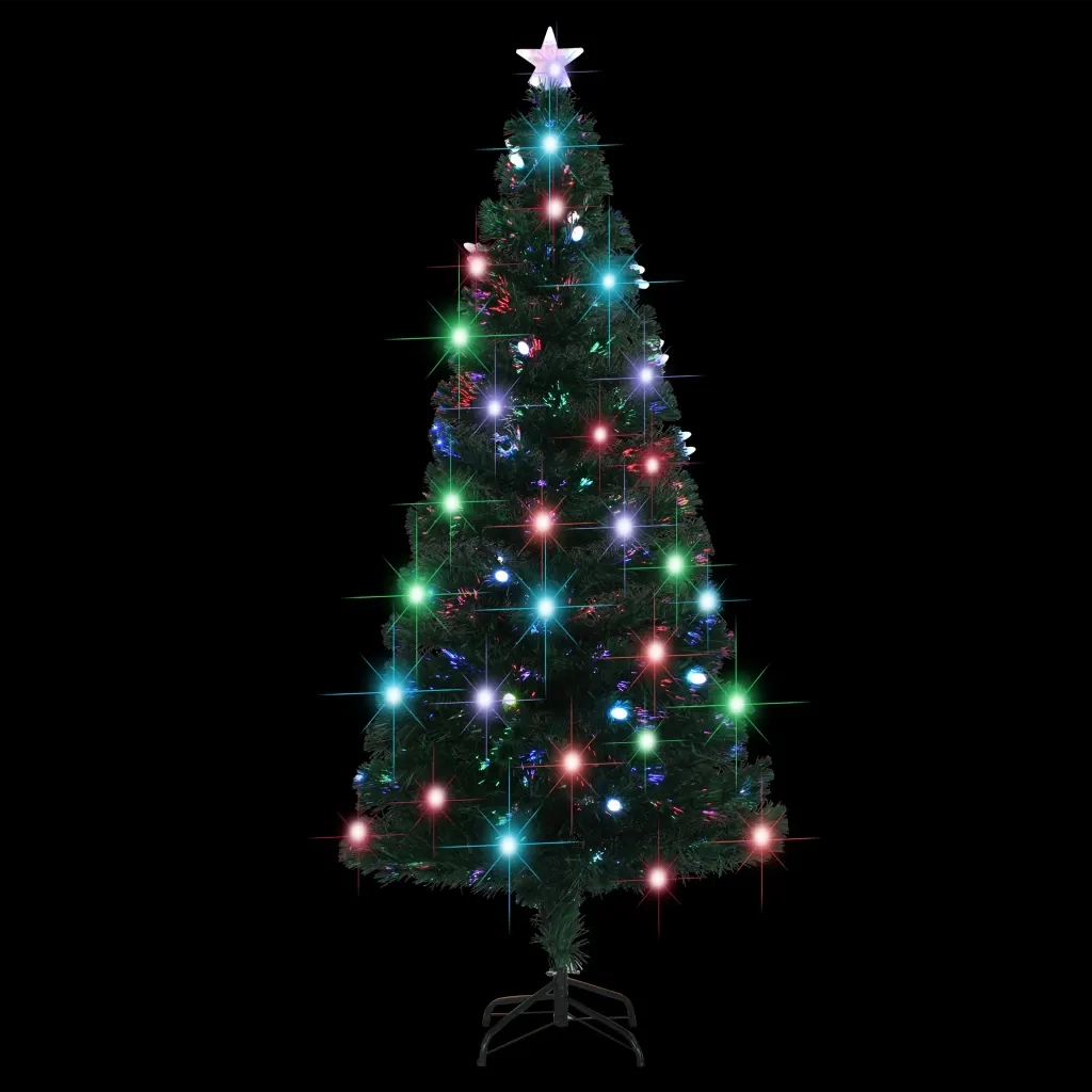 Albero di Natale Preilluminato con Supporto e LED 180 cm Fibra Ottica 284302