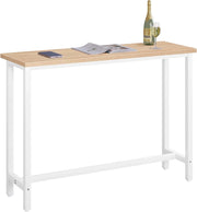 Tavolo da Bar Rettangolare Alto Tavolino per Cucina in Metallo Legno 140x40x100 cm