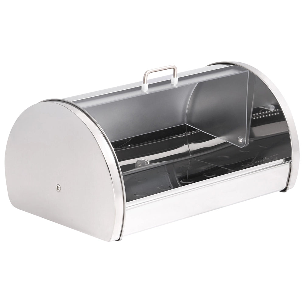 Contenitore per il pane in acciaio inossidabile argento 38 x 26 x 19 cm decorativo con coperchio avvolgibile Cucina moderna