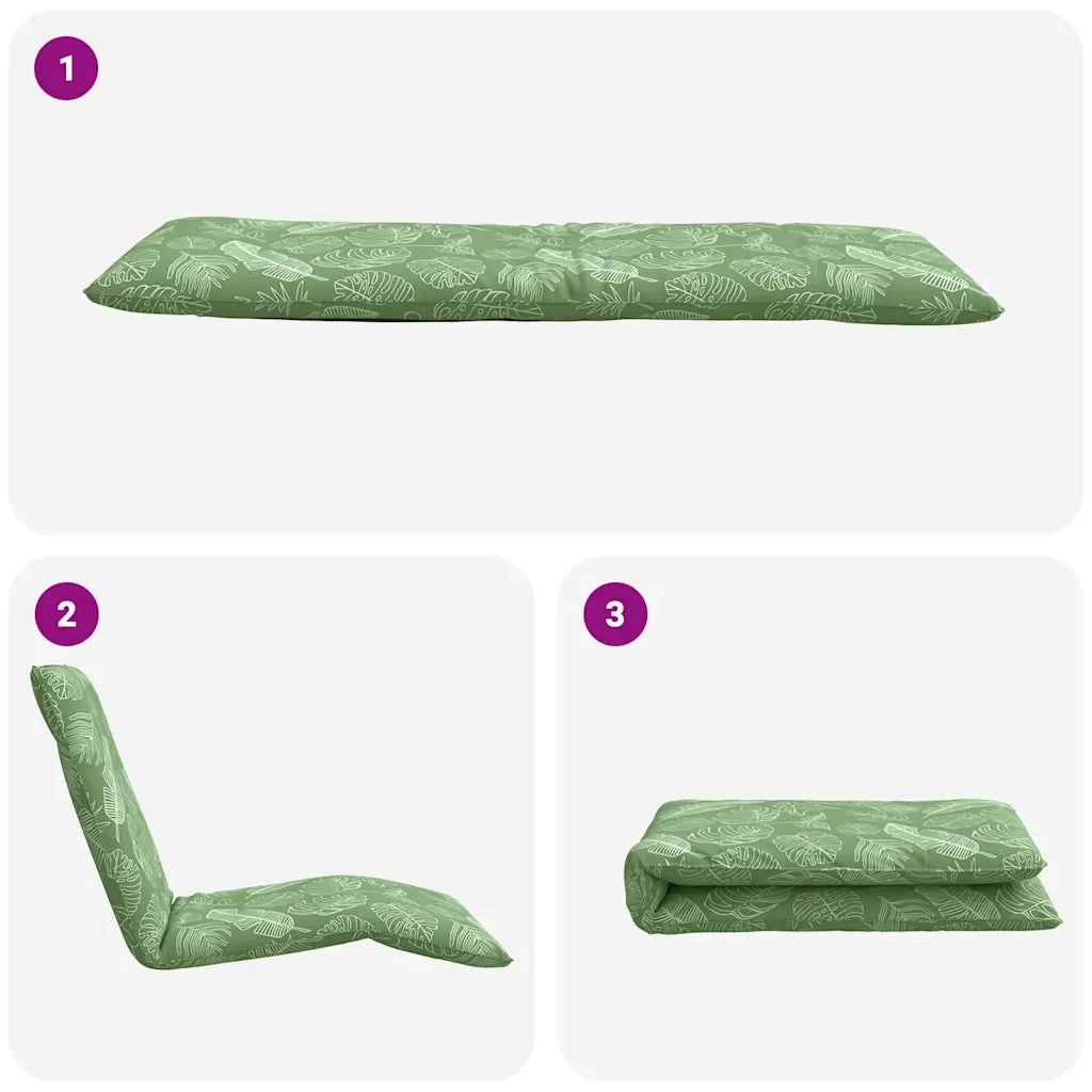 Sdraio da giardino | Lettino Pieghevole Motivo a Foglie 175x54x8,5 cm Tessuto Oxford