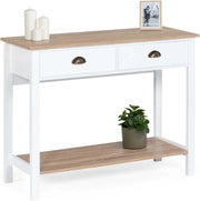 Consolle country a 2 cassetti ISIS 1 ripiano legno e bianco