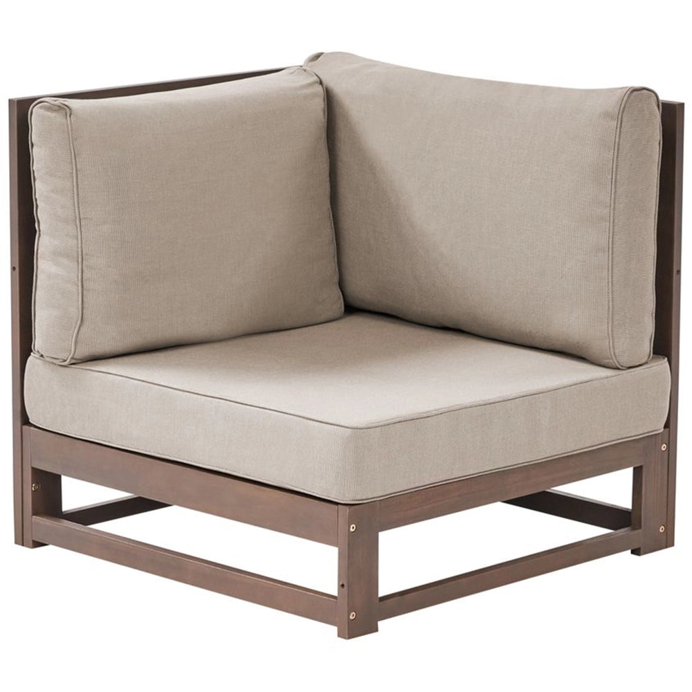 Set da giardino 2 posti in legno di acacia con cuscini tortora lato destro moderno elegante