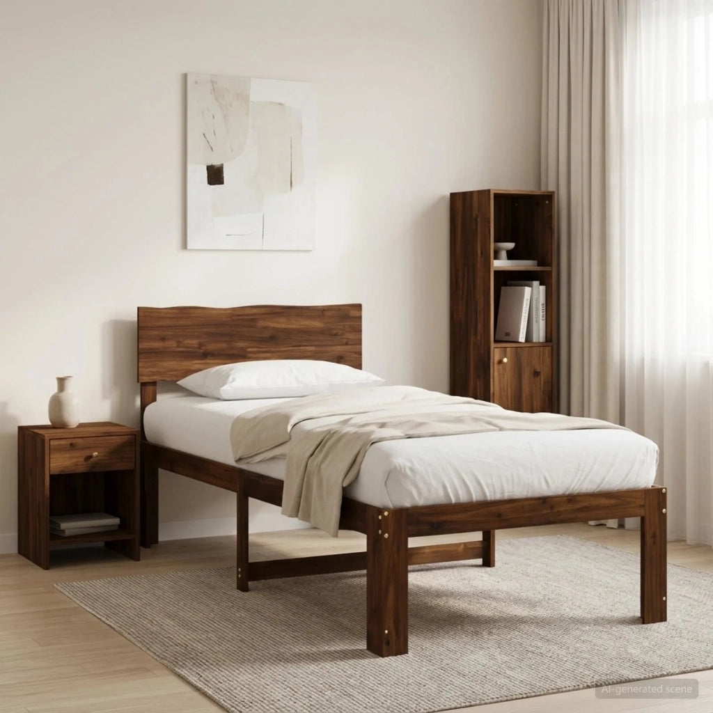 Letto Singolo con Testiera ROSTOCK Marrone Scuro 100 x 200 cm 903374