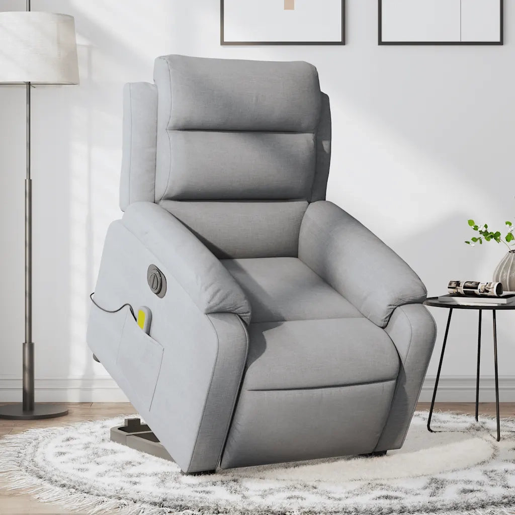 Poltrona Alzapersona Massaggi Elettrica Grigio Chiaro Tessuto 3205016