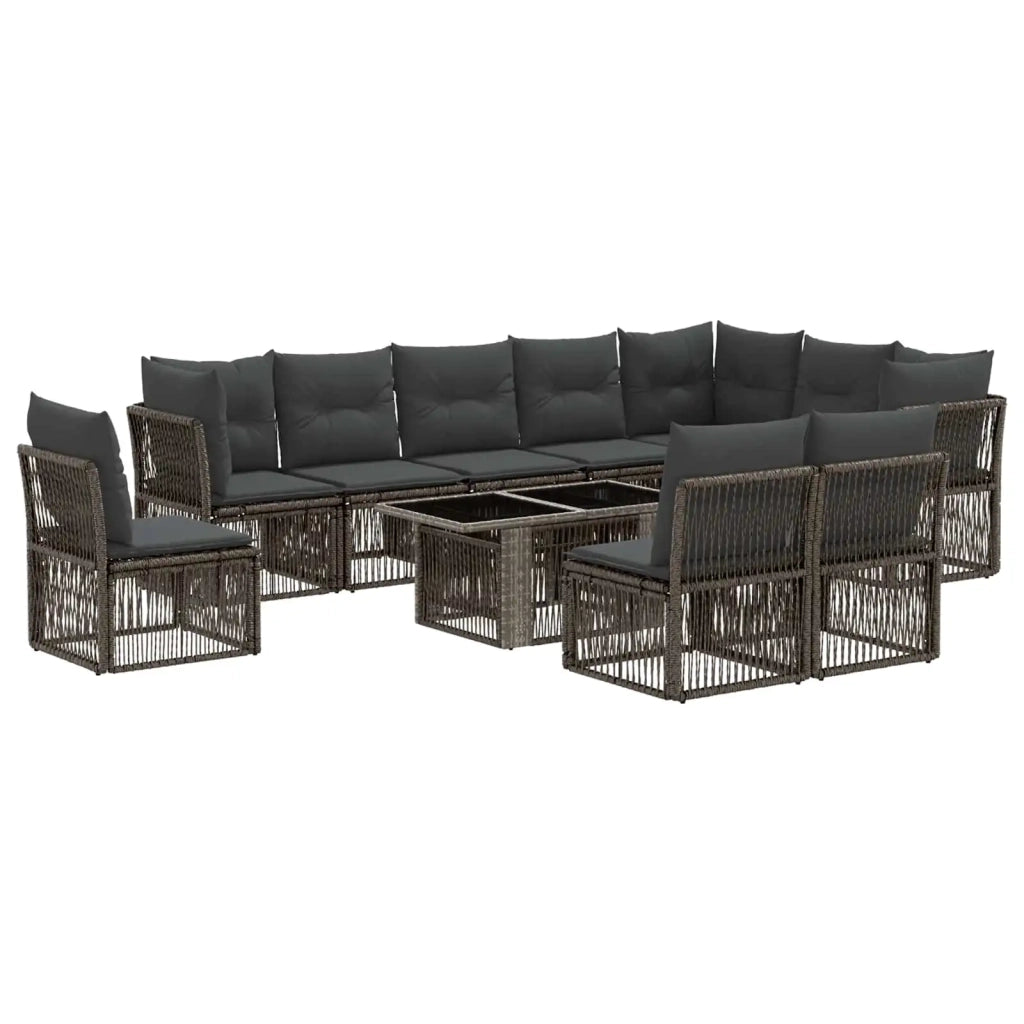 Set Divano da Giardino 11 pz Grigio polyrattan 3436484