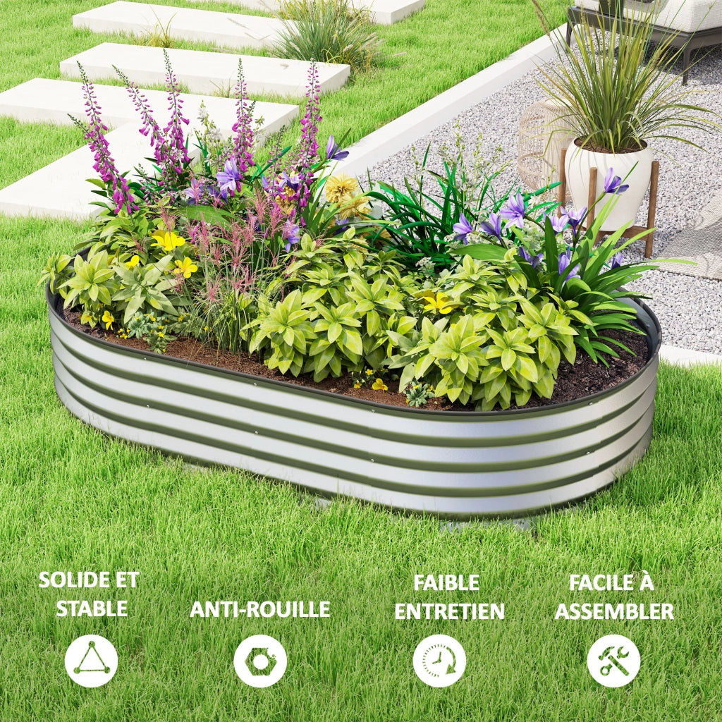 Letto Giardino rialzato ¨C Zephmum ¨C Acciaio galvanizzato 152x91x30 cm Argento