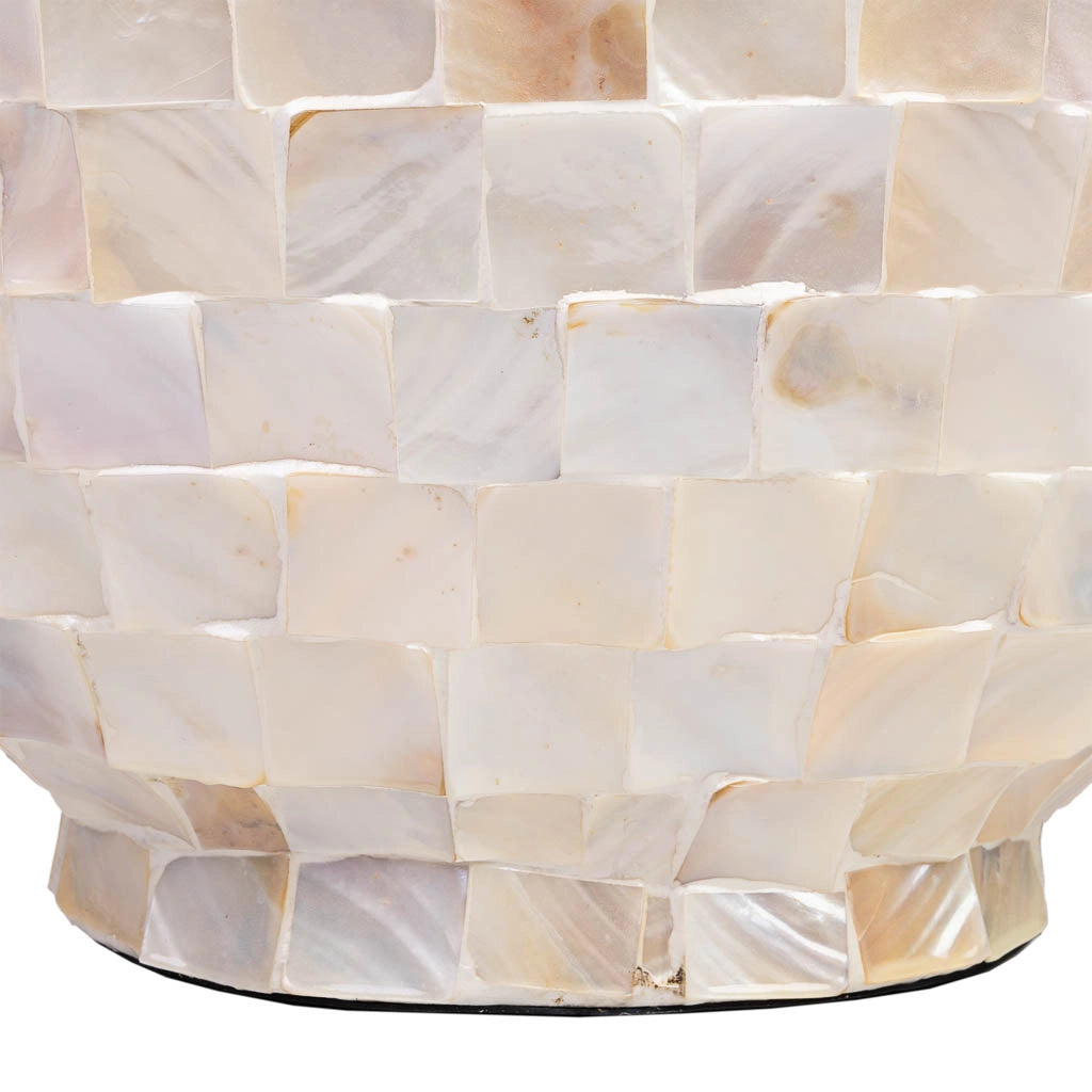 Fioriera in legno e madreperla beige 62x29x33h cm