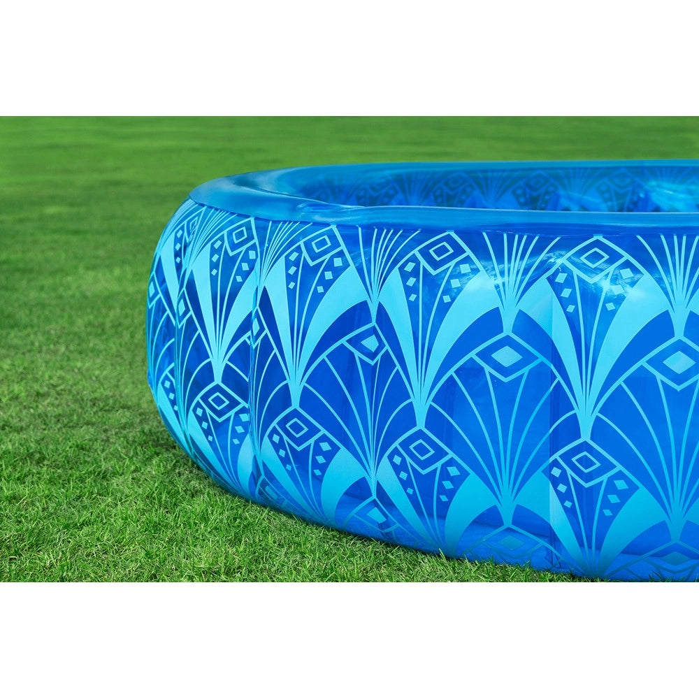 Trade Shop - Piscina Gonfiabile Familiare Motivo Elegante Bohémien Blu ø168x53cm 2 Portabicchieri 54479 -