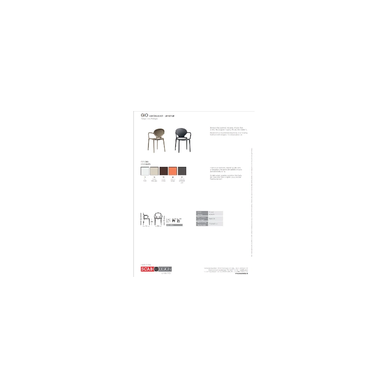 SET 4 SEDIE GIO TECNOPOLIMERO CON BRACCIOLI SCAB DESIGN - Lino 11