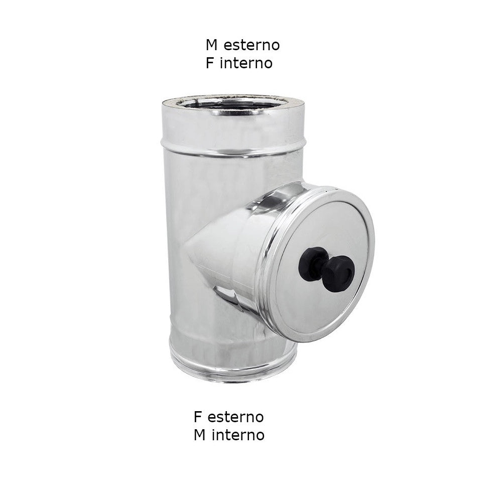 Modulo di ispezione inox t 90° doppia parete di 80 - de 130 mm