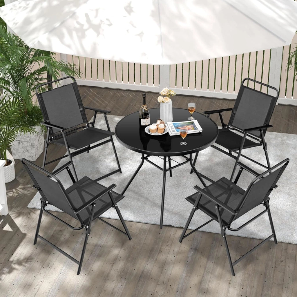 Set di 4 sedie pieghevoli da giardino portatili con schienale alto, sedie da balcone con piedini antiscivolo, sedie da campeggio portata fino a 150 kg, sedie da terrazza per giardino, patio