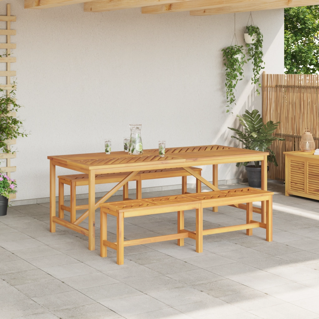Set da pranzo da giardino 6 pezzi in legno massello di acacia