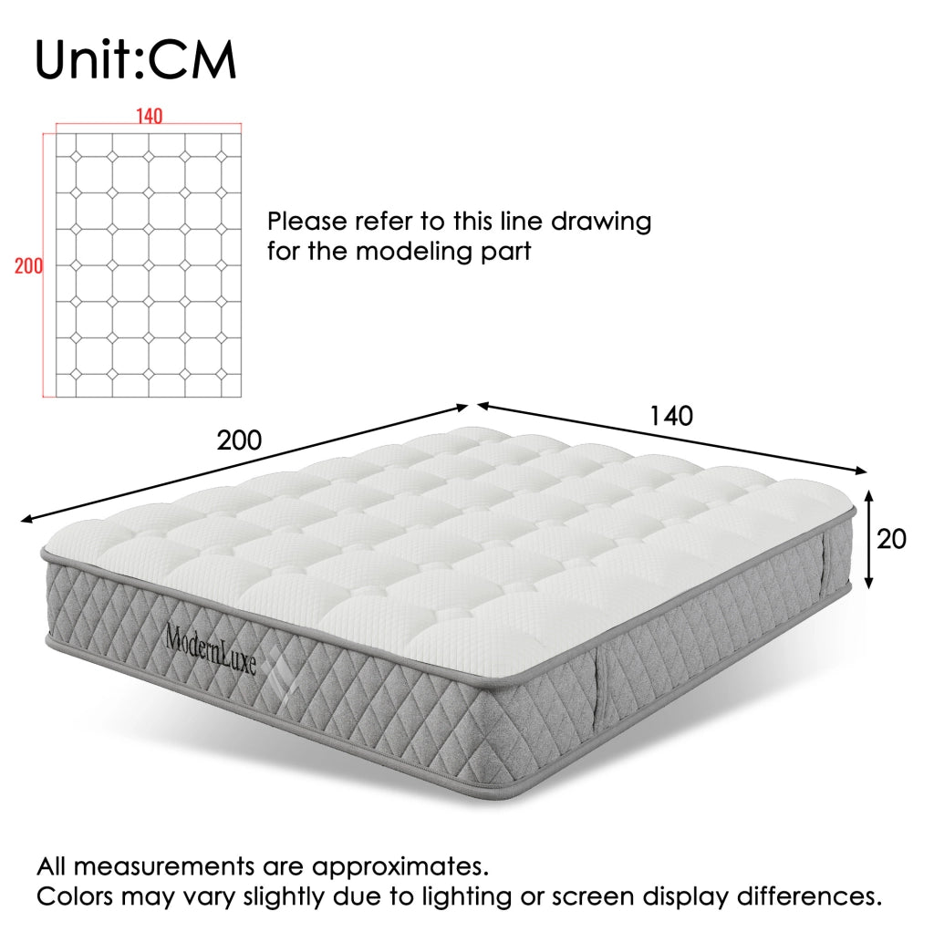Letto matrimoniale 140x200 cm grigio con materasso H3 e rete a doghe