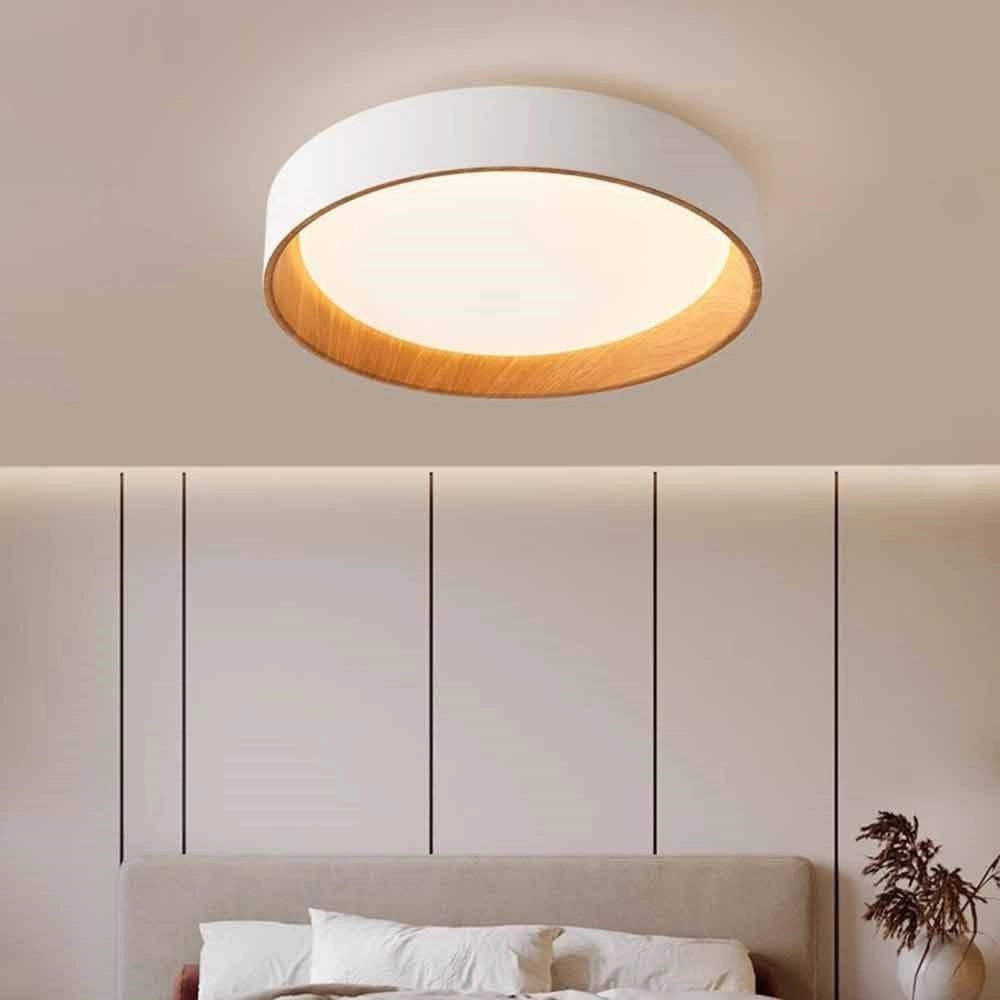 Trade Shop - Plafoniera Led A Soffitto 68w Rotonda Bianco Con Venature Legno Luce 4000k 32798 -