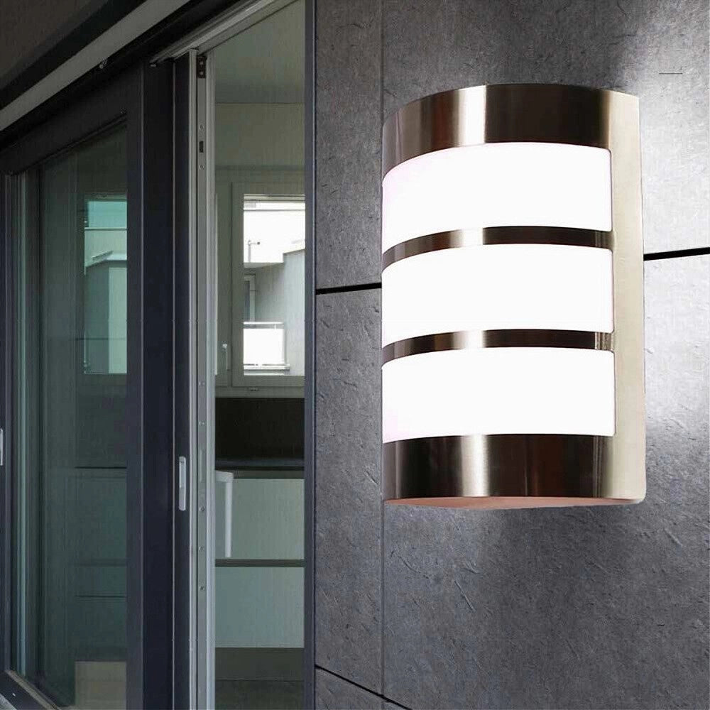 Trade Shop - Applique Da Esterno In Acciaio A Fasce Attacco E27 Lampada Da Parete Ip44 S250-a -
