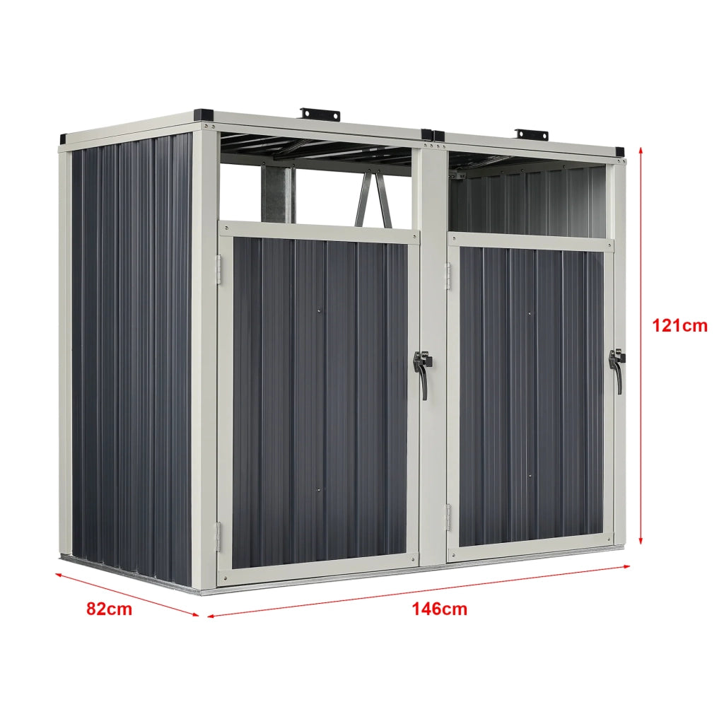 Contenitore per rifiuti a 2 scomparti con ante con maniglia 121 x 146 x 82 cm grigio antracite 03_0006694