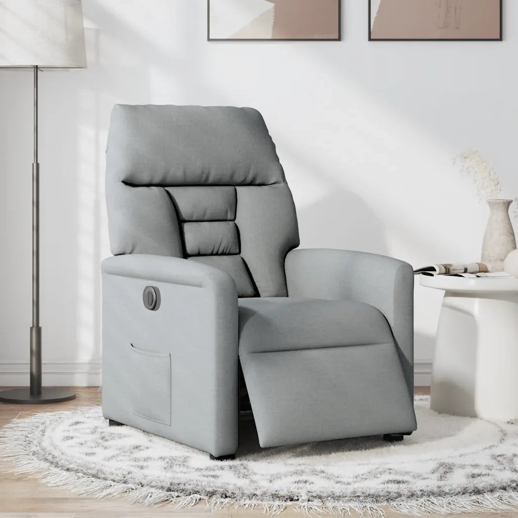 Poltrona Elettrica Reclinabile-Divano Sedia Grigio Chiaro in Tessuto 580101