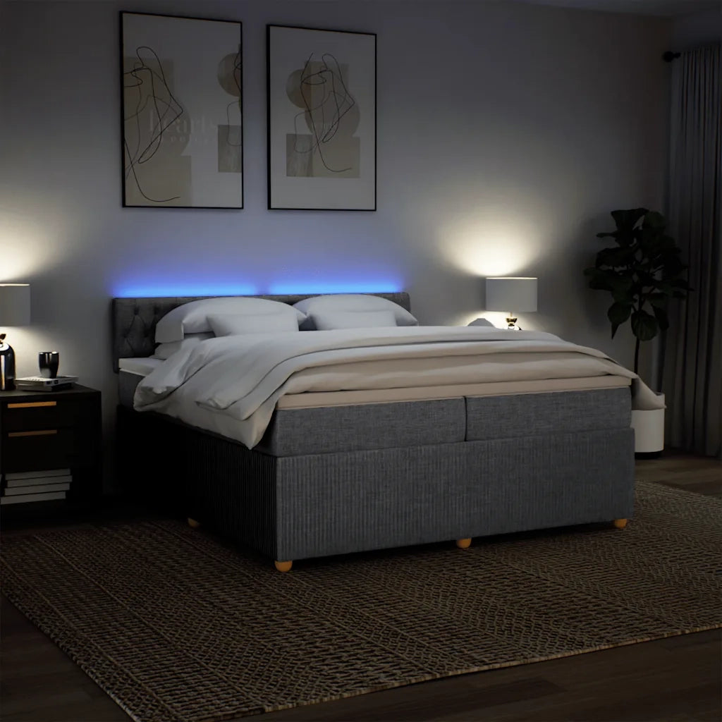 vidaXL Giroletto a Molle con Materasso Grigio Chiaro 200x200cm Tessuto