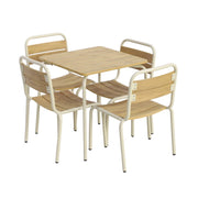 Set tavolo da giardino per bambini in acciaio e decorazione in legno