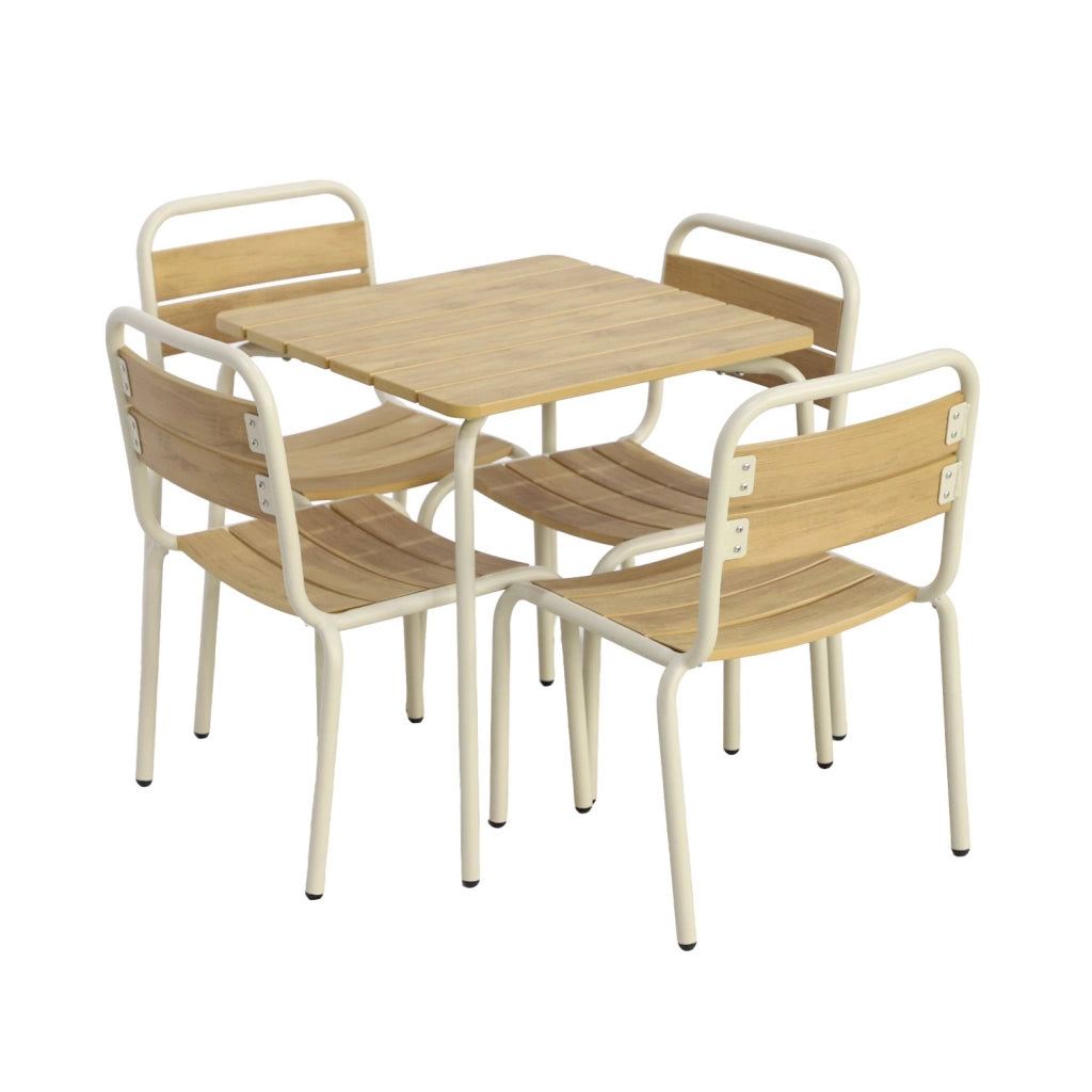 Set tavolo da giardino per bambini in acciaio e decorazione in legno