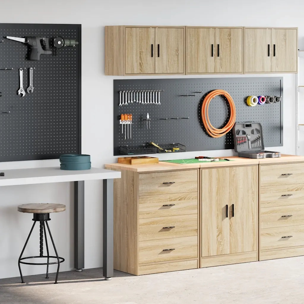 Armadi da Garage 2 pz Rovere Sonoma in Legno Multistrato 3328334