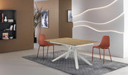 Tavolo Allungabile Pulse 25 Moderno con Piano in Melaminico Rovere Naturale e Struttura in Metallo Bianco - 140-190x90 cm