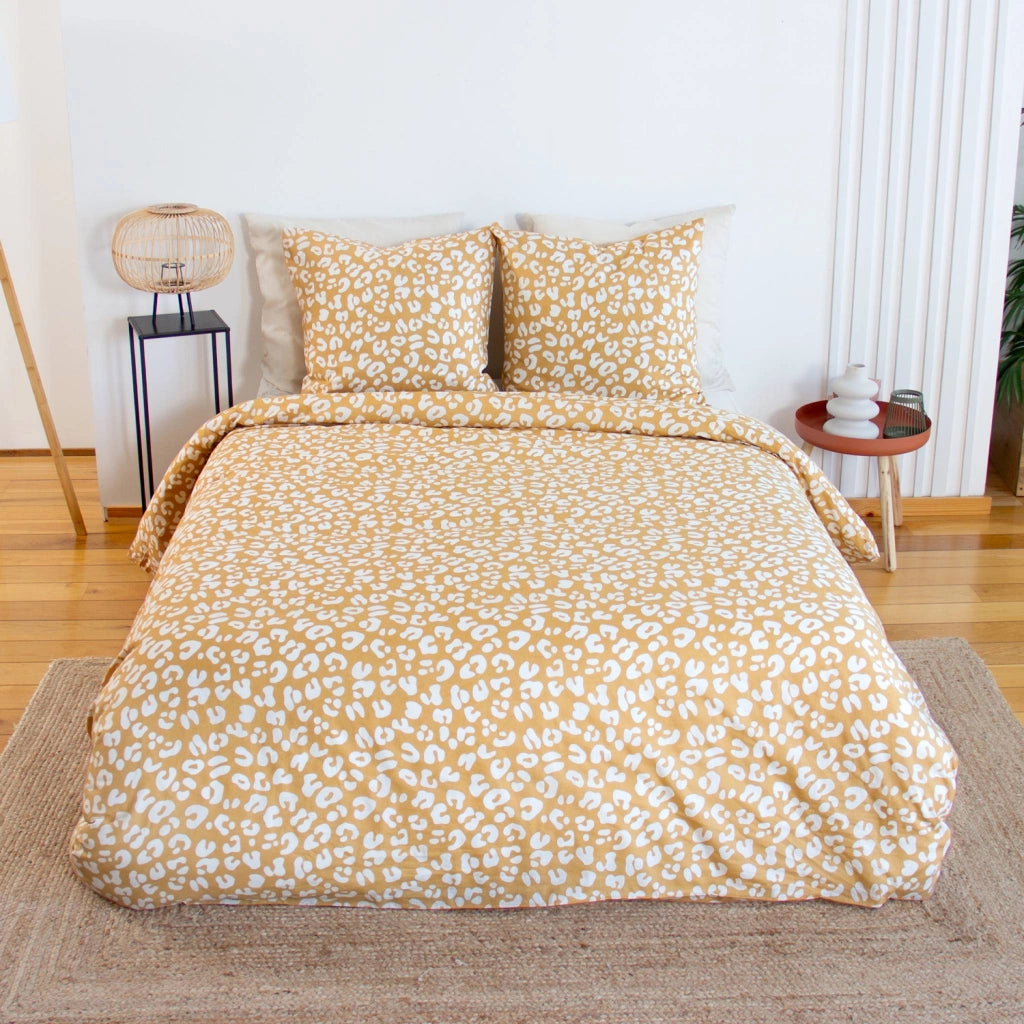 Set biancheria da letto in cotone reversibile con stampa leopardata