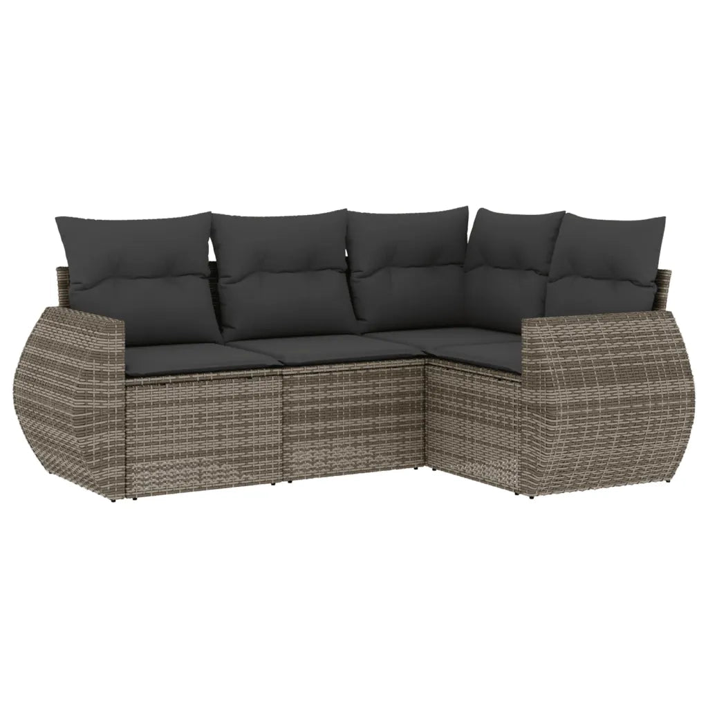 Set Divani da Giardino 4 pz con Cuscini in Polyrattan Grigio 3221309