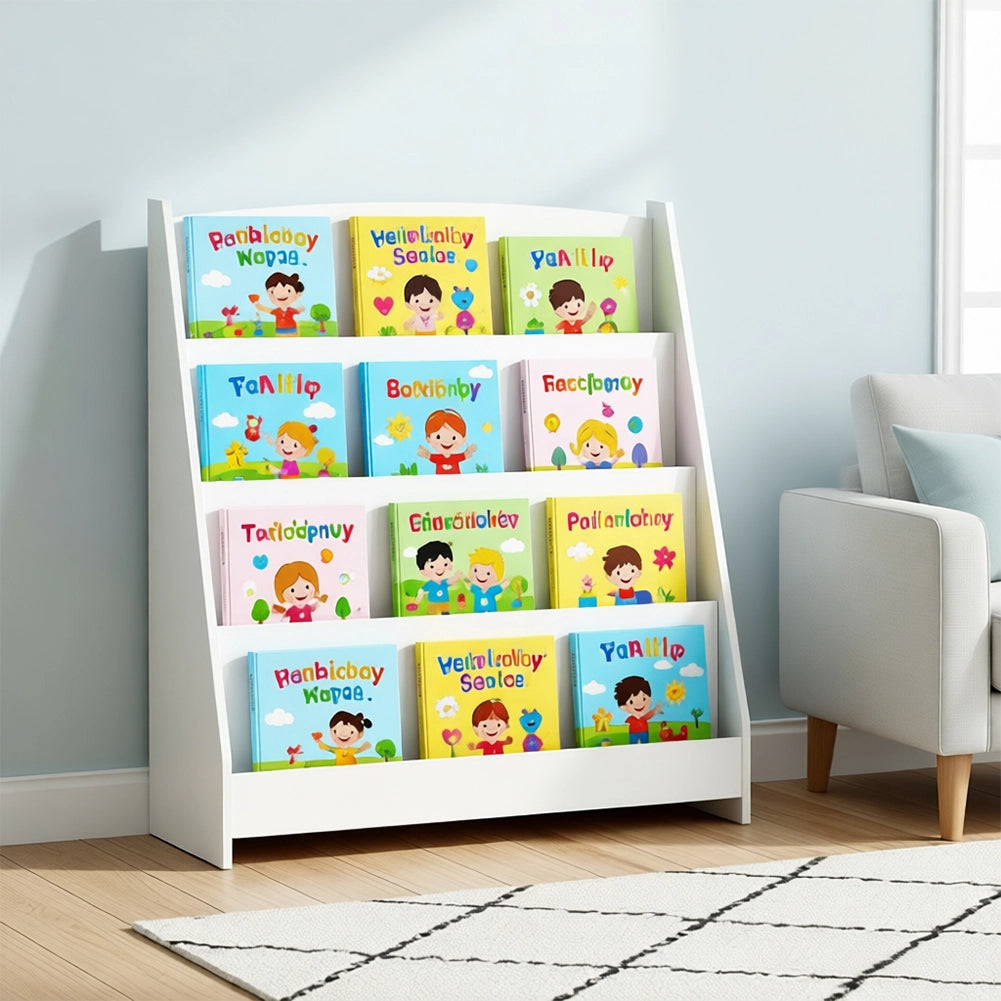 Libreria Montessoriana Bianco in Legno Scaffale Porta Libri per Bambini 80x30x88cm