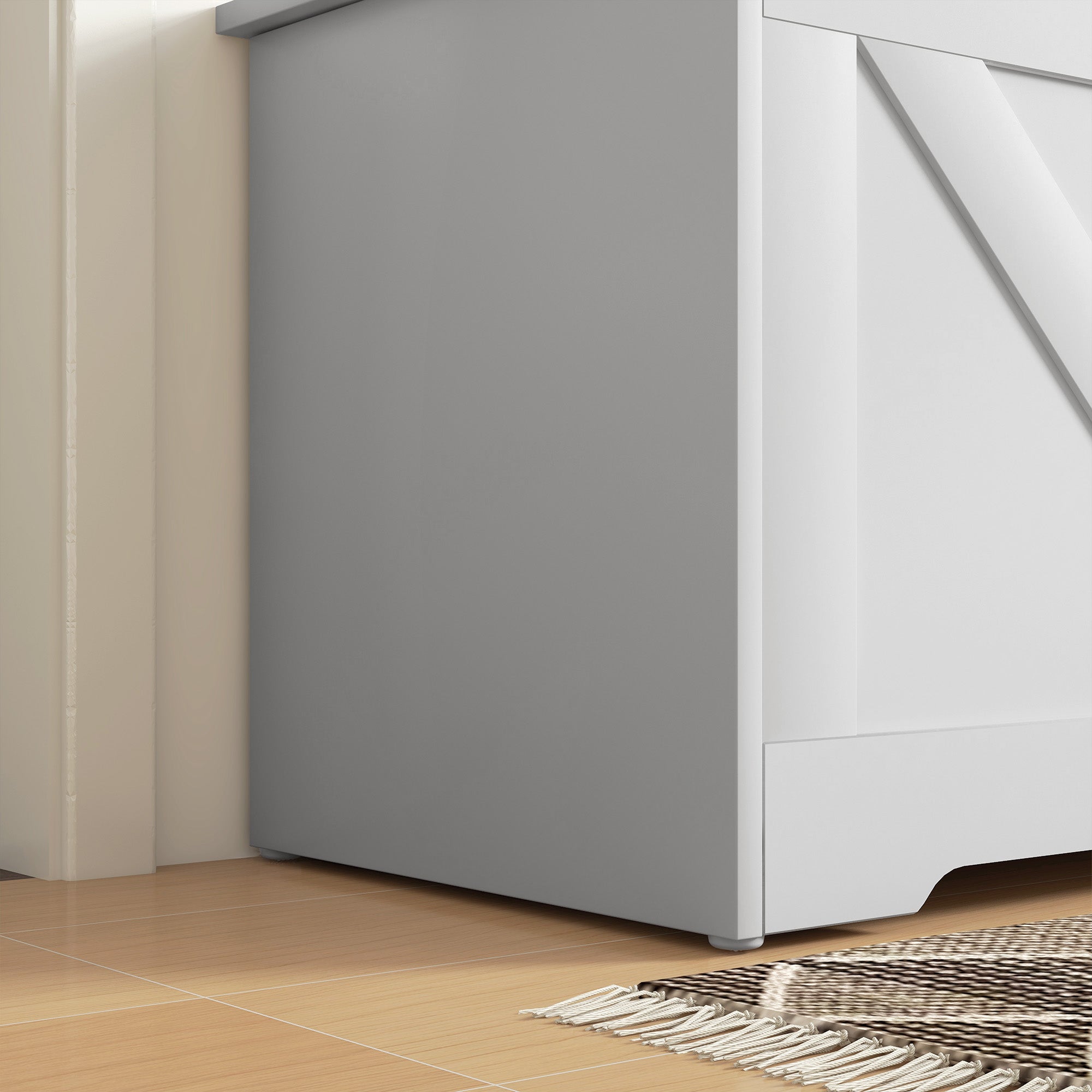 Cassapanca con Cerniere di Sicurezza Contenitore Capacità 127L 100x40x45cm in Legno Bianco