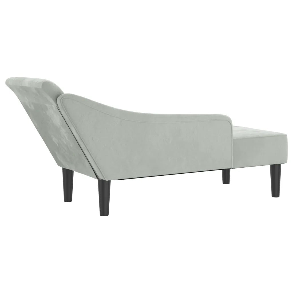 Chaise Longue con Cuscini Grigio Chiaro in Velluto 4007588