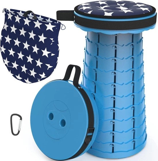 Kruk da barca con cuscino per camping all'aperto - seggiolino da campeggio telescopico pieghevole e leggero - ideale per il camping, la pesca e il barbecue - carico 200 kg