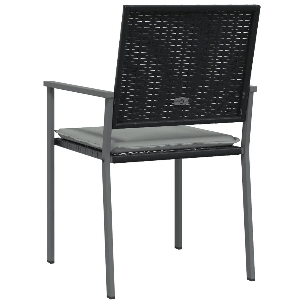 Sedie da Giardino con Cuscini 6 pz | Sedie da Esterno Nere 54x62,5x89 cm Polyrattan