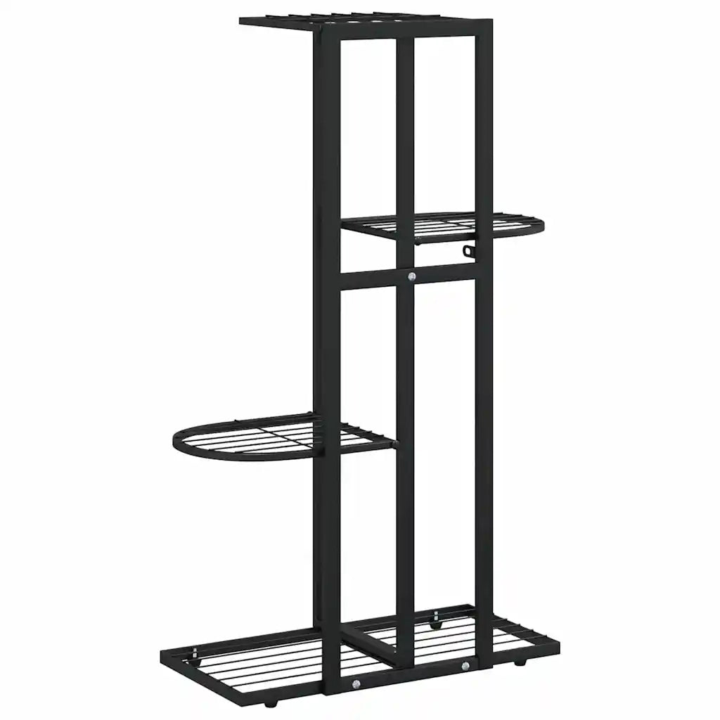 Piedistallo per Piante a 4 Piani 43x22x76 cm in Metallo Nero 336108