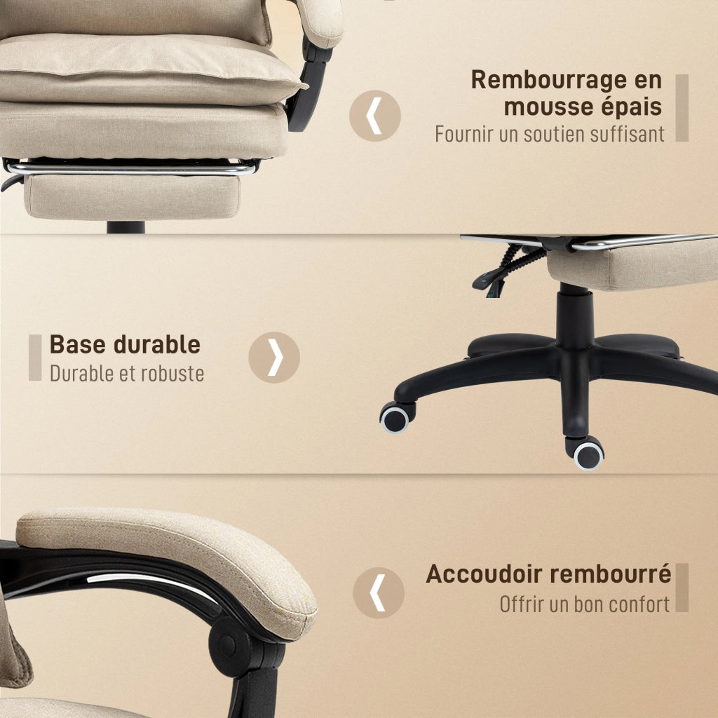 Sedia da ufficio massaggiante reclinabile con poggiapiedi ¨C zephmum ¨C beige