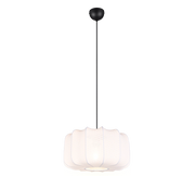 Lampada a sospensione, tessuto e metallo, bianco e nero, D 40 cm, Madeline