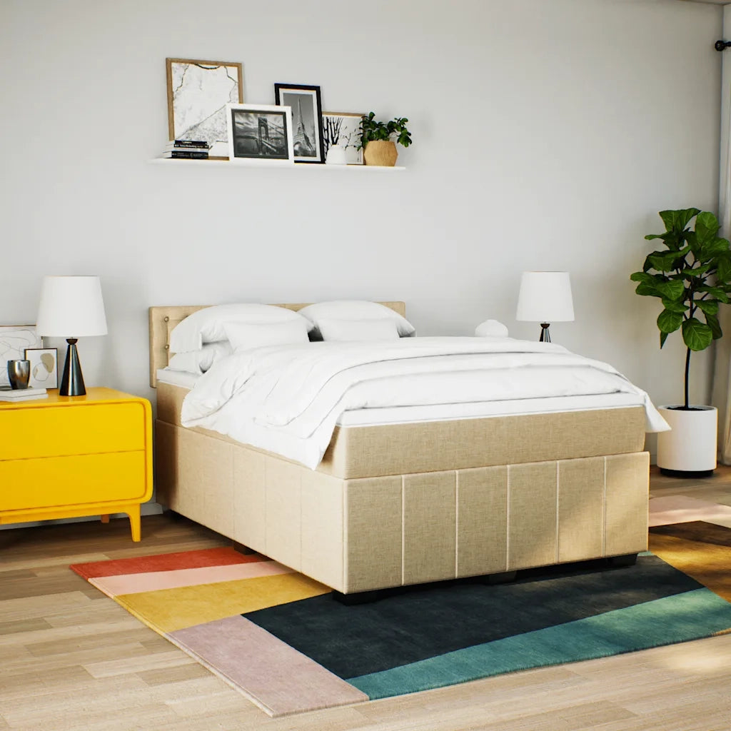 Giroletto a Molle con Materasso Crema 140x19 cm in Tessuto 3287082