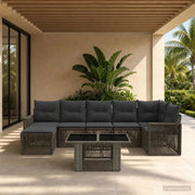 Set Divano da Giardino 8 pz Grigio e Grigio Scuro polyrattan 3436826