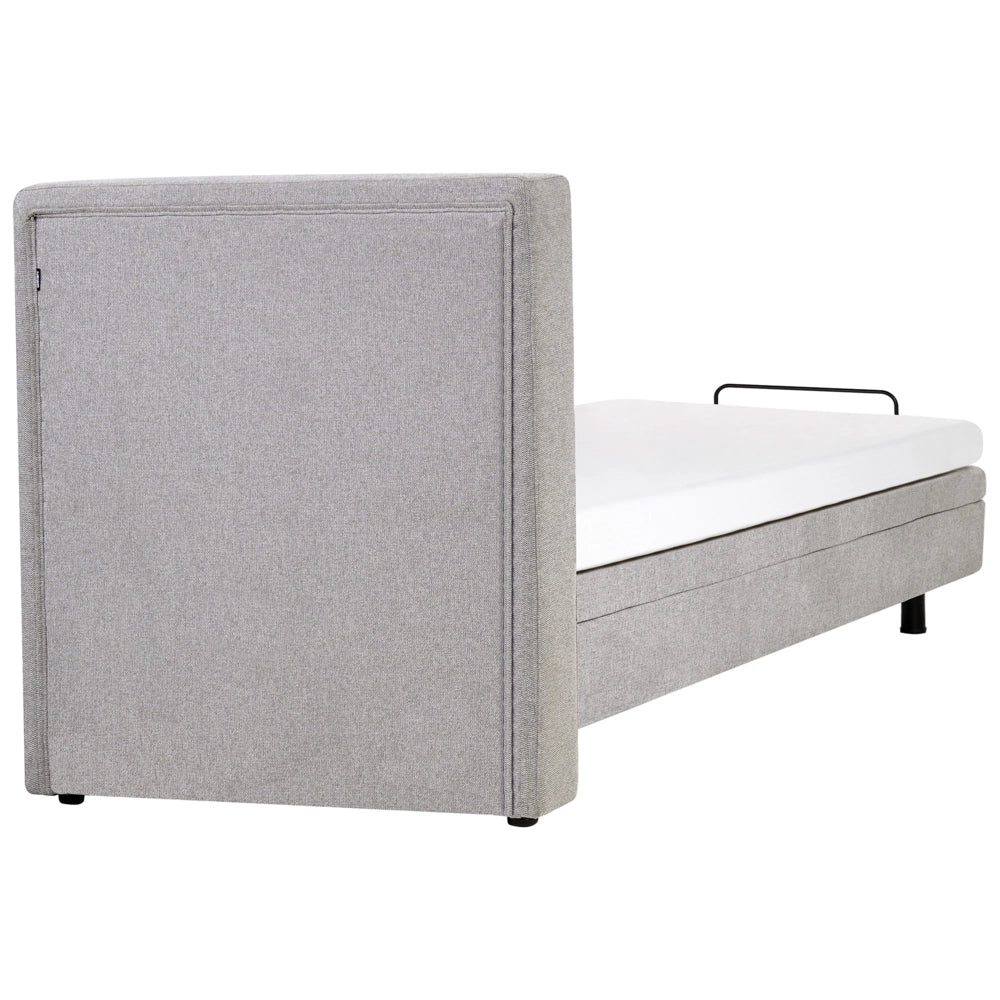 Letto Tessuto Grigio Chiaro Elettrico Regolabile con Telecomando 90 x 200 cm