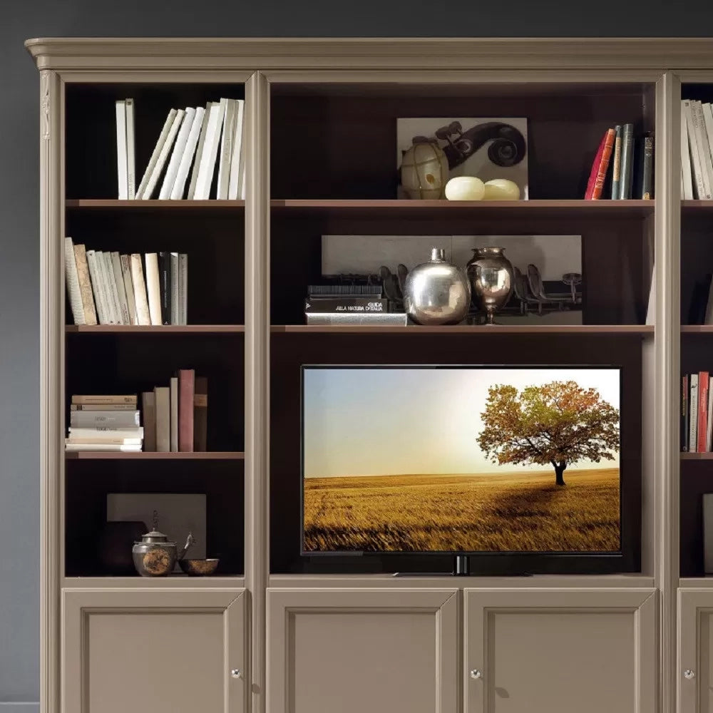 Libreria porta tv classica in legno di vari colori l.257 p.48 h.225 - Mobili 2G