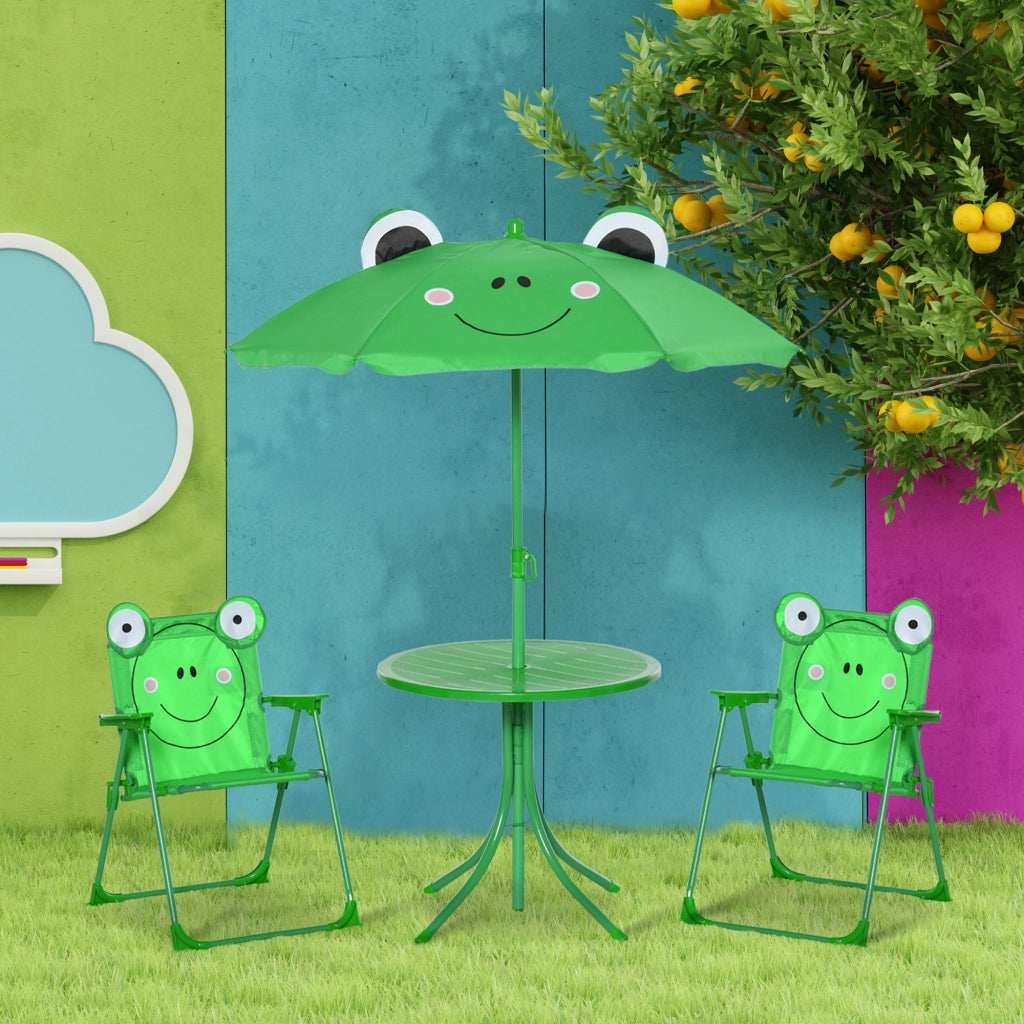 Set Tavolo e Sedie da Giardino per Bambini ¨C zephmum ¨C Verde, Pieghevole, 100-125 cm