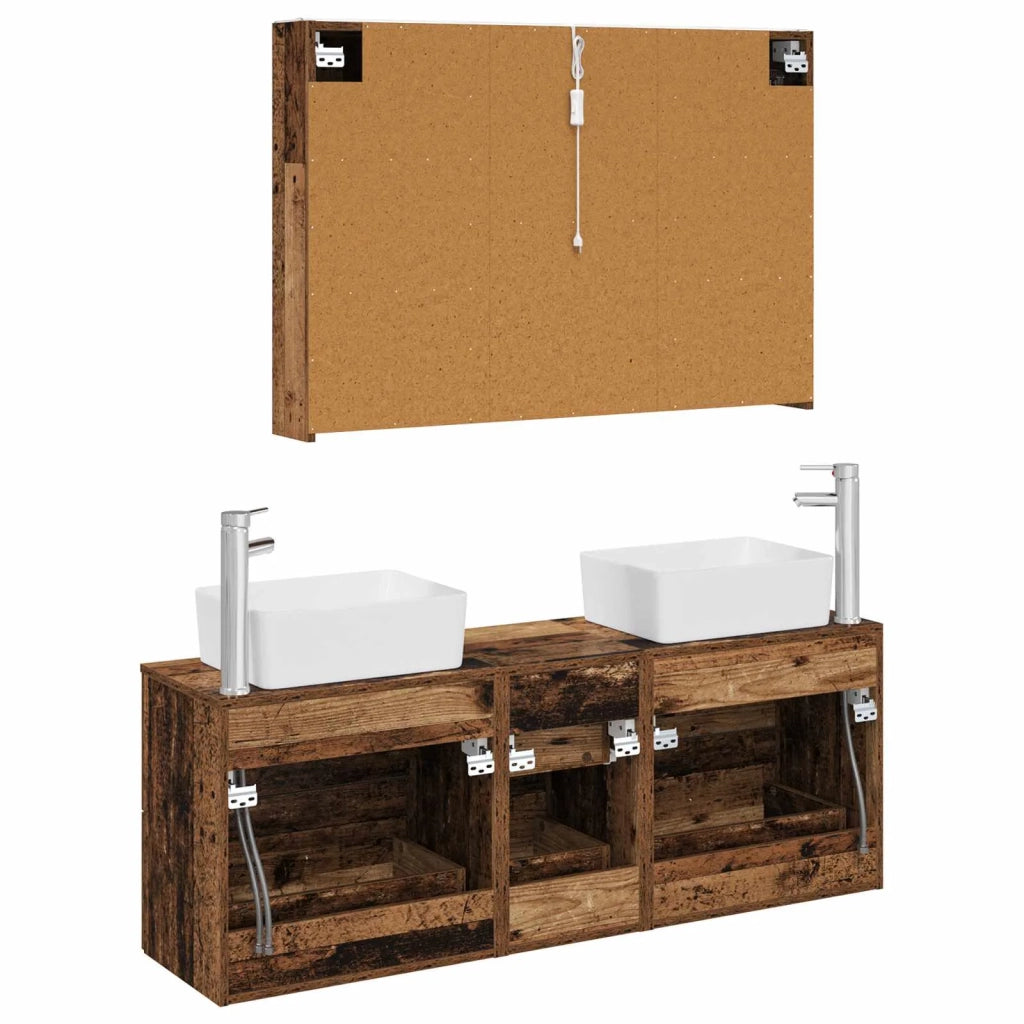 Set di mobili per il bagno 4 pcs Legno antico 3406869