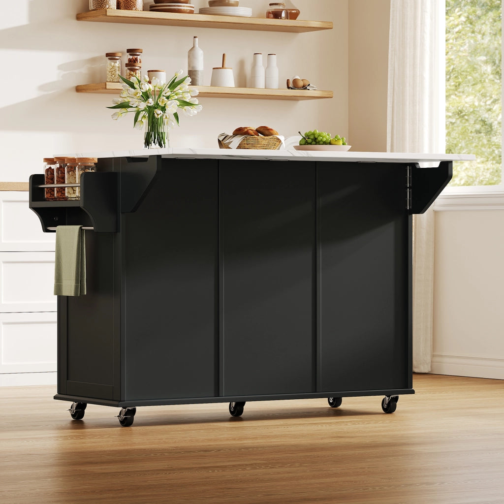 Credenza da cucina con 2 cassetti e piano ribaltabile - per cucina - in MDF - nero