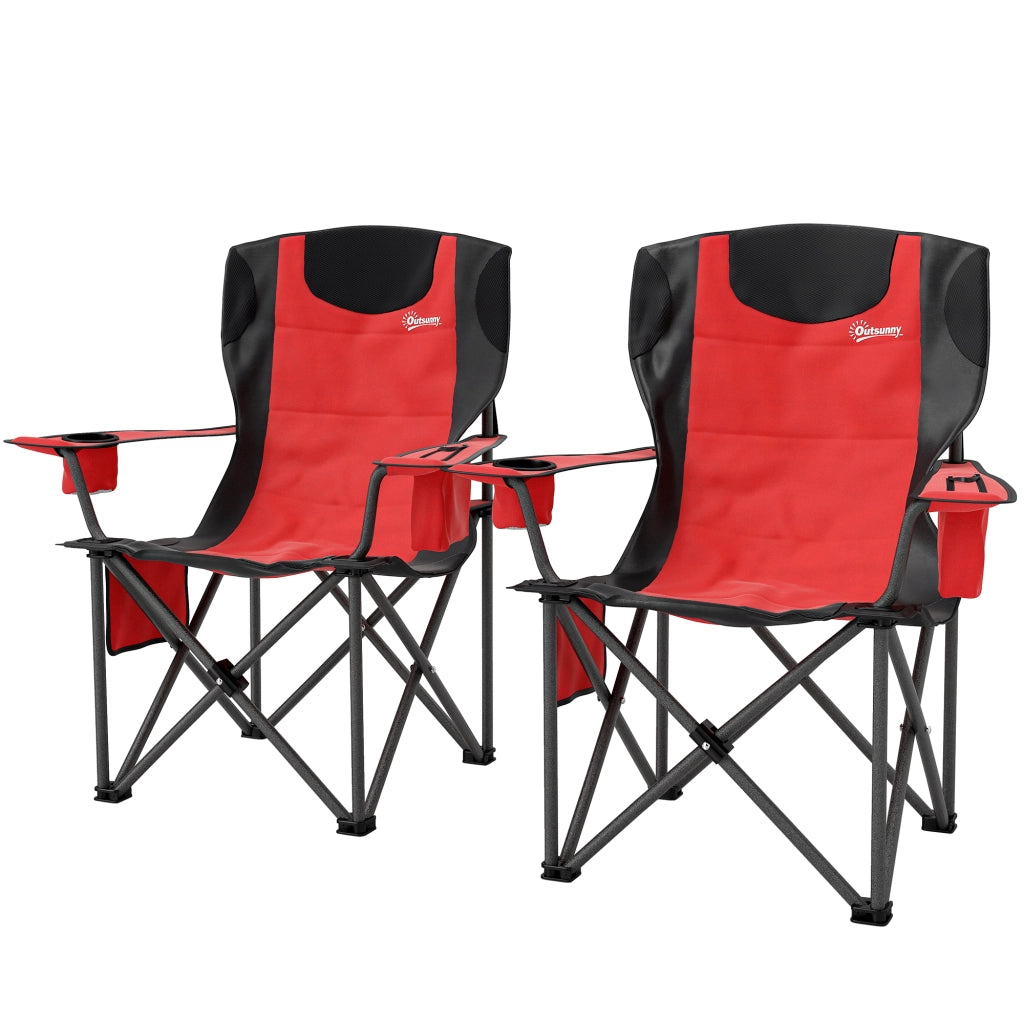 Set 2 Sedie Pieghevoli da Campeggio ¨C zephmum ¨C Rosso, 94x62x100 cm