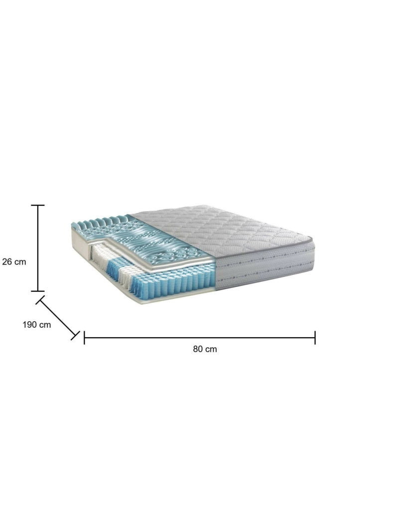 Materasso singolo Atilla, Materasso in Memory Foam e Molle insacchettate, 100% Made in Italy, Antiacaro e Anallergico, cm 80x190 h26